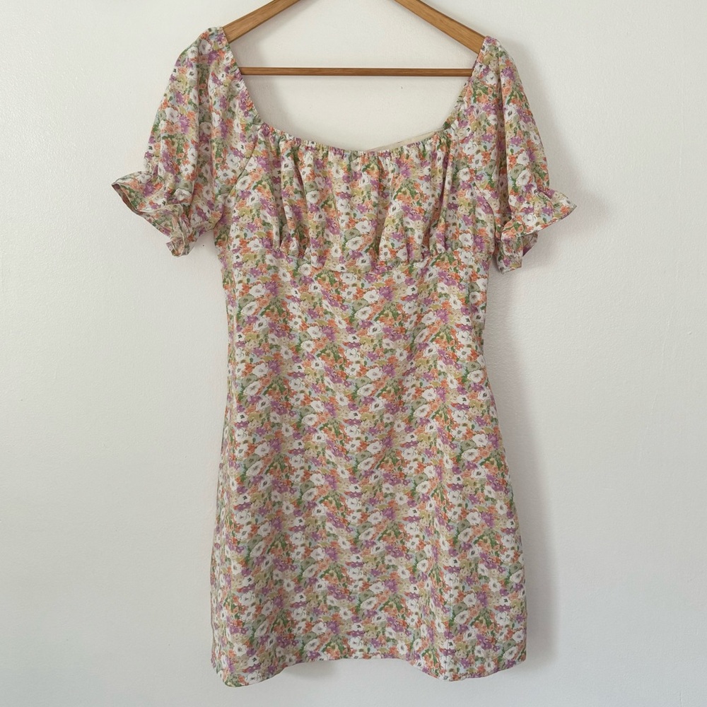 Pink Lily Floral Short Sleeve Mini Dress